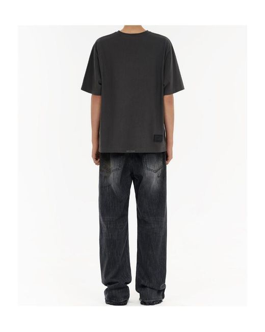 we11done Black Logo-Painted T-Shirt for men