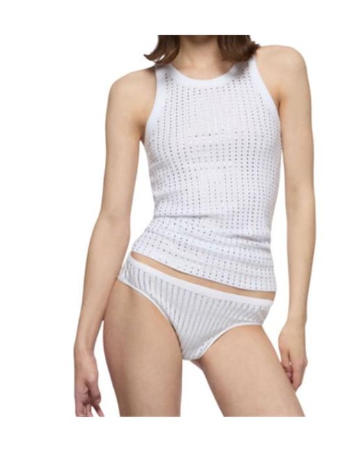 The Attico Gray Rhinestone-Embellished Tank Top