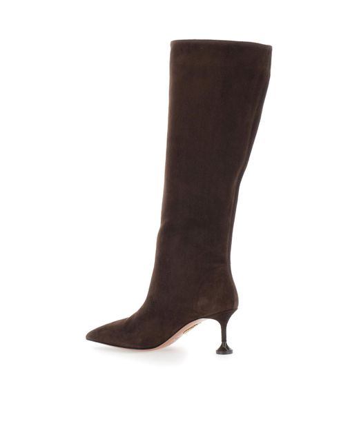 Aquazzura Brown Pointed Toe Heeled Boots