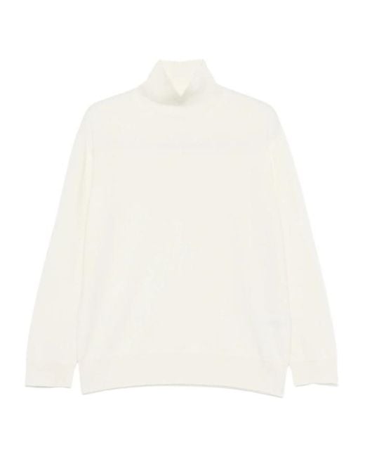 Malo White High-Neck Long-Sleeve Sweater