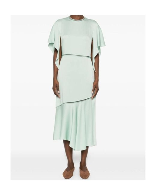 Fabiana Filippi Green Draped Asymmetric Midi Dress