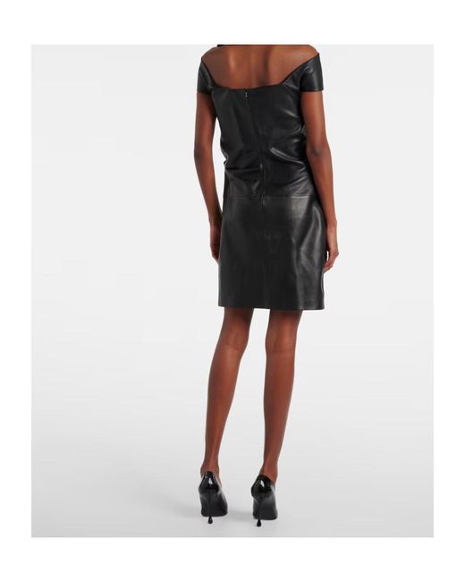 Jean Paul Gaultier Black Cutout Draped Leather Cocktail Dress