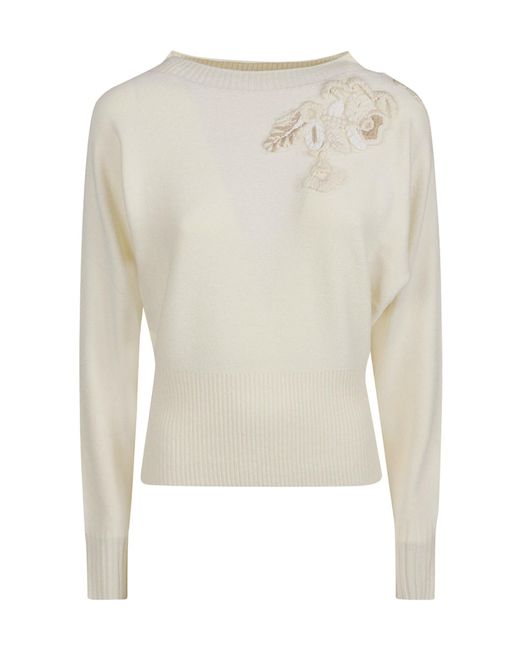 ERMANNO FIRENZE White Round Neck Sweater