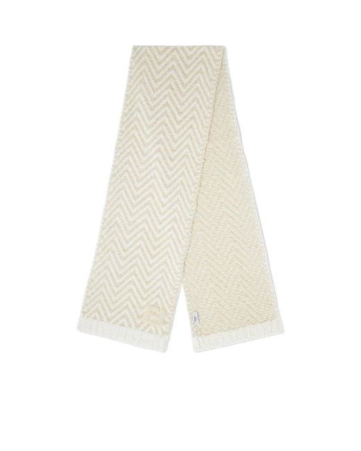 Fendi White Ff Chevron Knitted Scarf