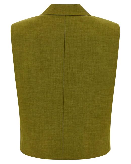 Theory Green Double Breasted V-Neck Vest