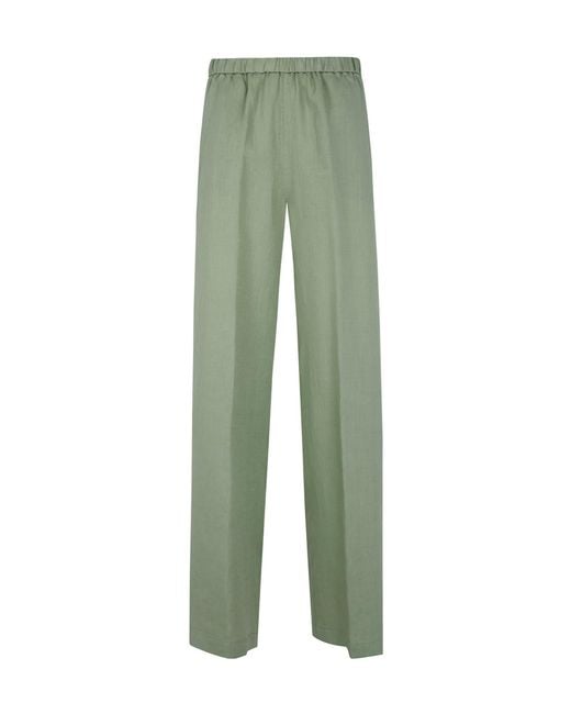 Aspesi Green Wide-Leg Linen Pants