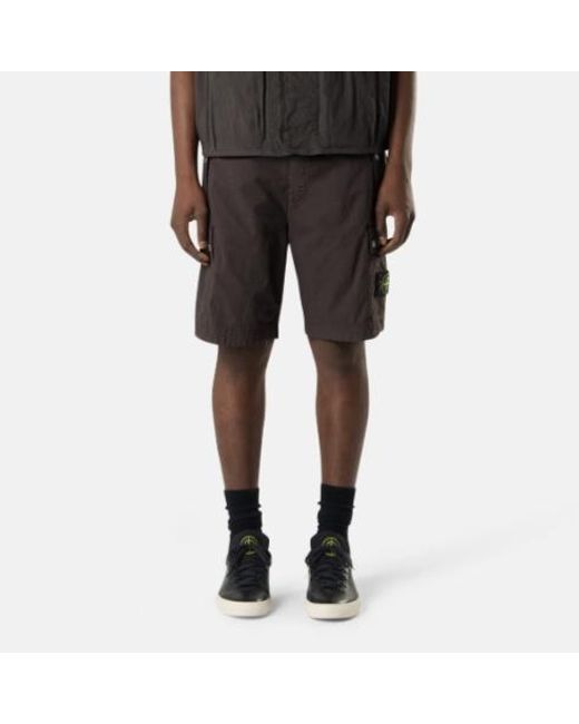 Stone Island Black Cargo Bermuda Shorts for men