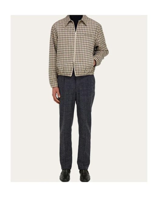 Ferragamo Gray Ferragamo Eyewear Checked Zip-Up Jacket for men