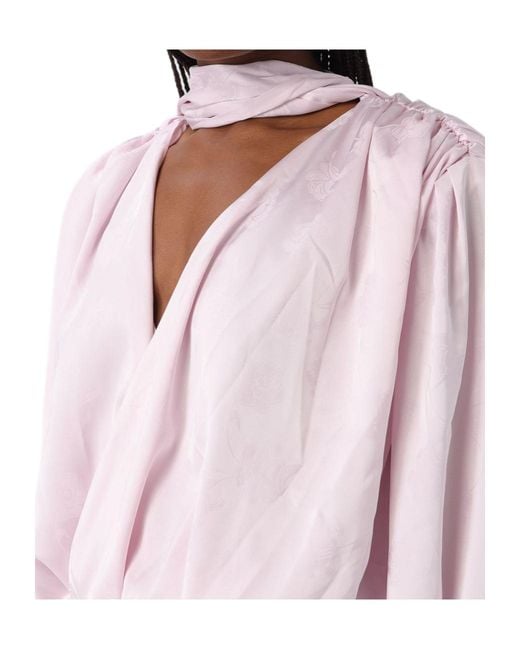 ROTATE BIRGER CHRISTENSEN Pink Bow Detail Ruched Mini Dress