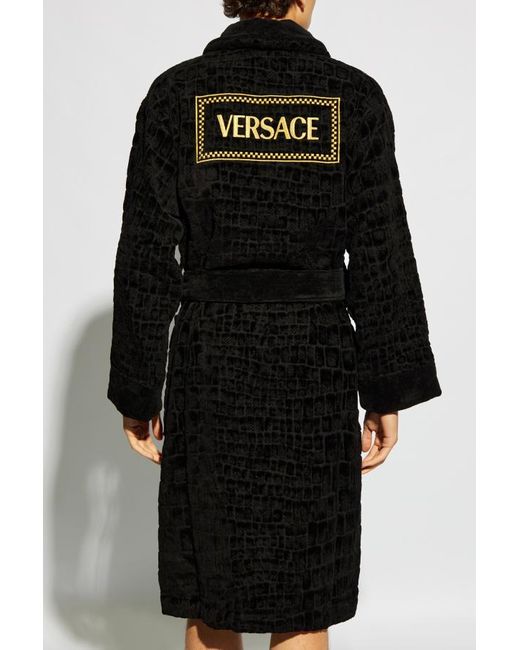 Versace Black Long-Sleeved Bathrobe for men