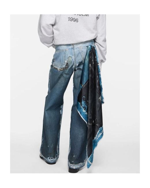 Acne Blue Printed Scarf