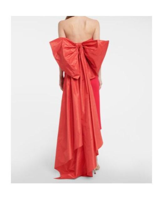 Oscar de la Renta Red Satin-Trimmed Gown