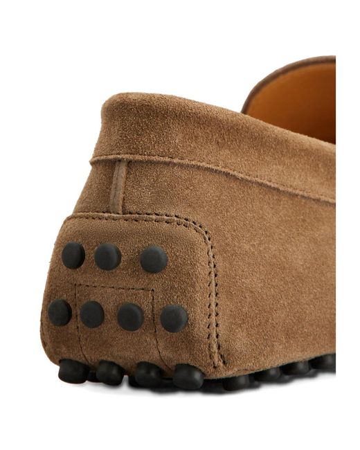 Tod's Brown Logo Detailed Lace-Up Boat Shoes for men