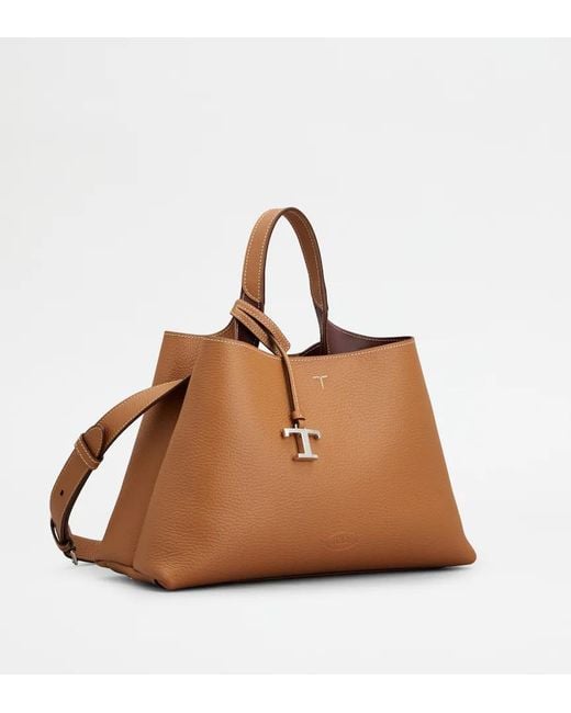 Tod's Brown Logo Printed Small Tote Bag