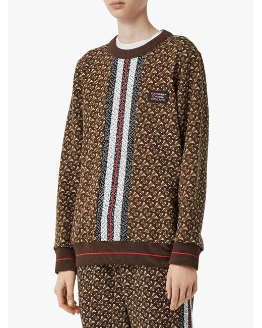 Burberry Brown Monogram Stripe Print Cotton Oversized Sweatshirt for men