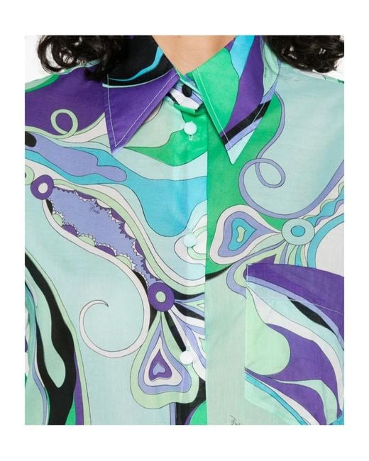 Emilio Pucci Blue Orchid Print Shirt