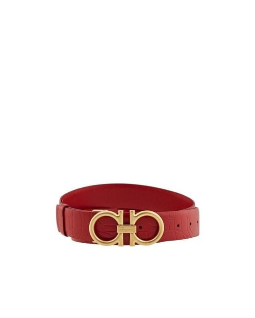 Ferragamo Red Embossed Waistband