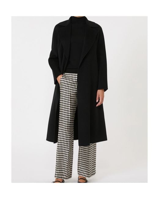 Max Mara Black Wool, Cashmere And Silk Long Wrap Coat