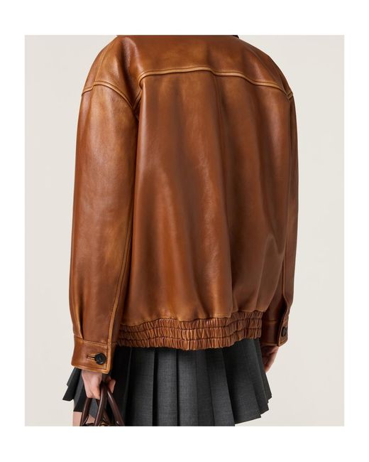 Miu Miu Brown Button-Up Padded Jacket