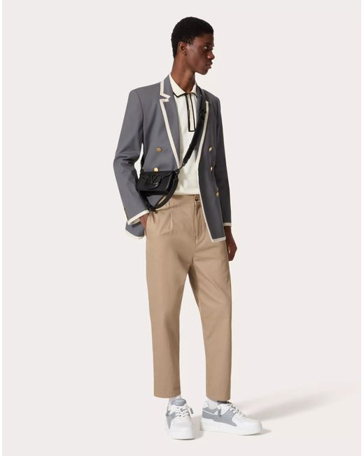 Valentino Natural Mid-Rise Straight Leg Trousers for men