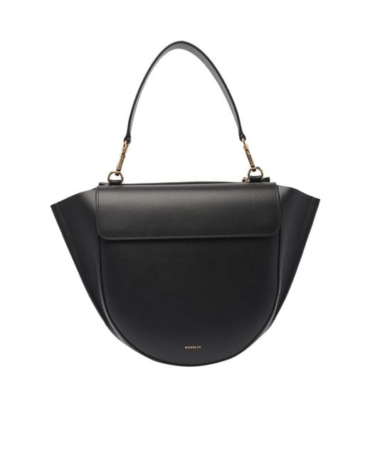 Wandler Black Medium Hortensia Logo Prrinted Tote Bag