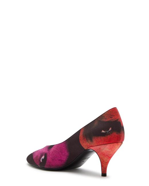 Versace Blue Printed Low-Cut High Heels