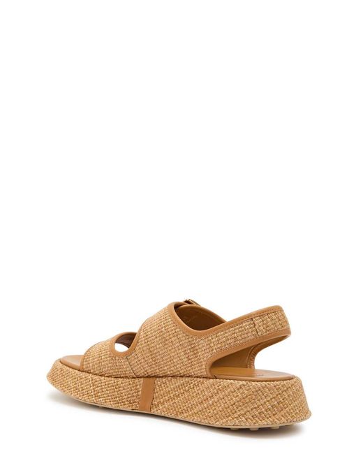 Tod's Brown Straw Woven Sandals