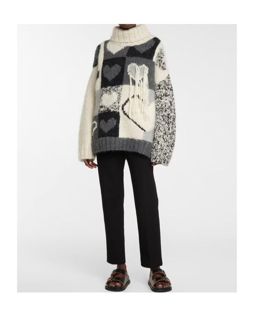 Joseph Multicolor High-Neck Floral Knit Sweater