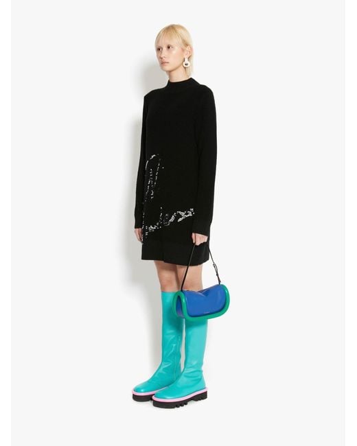 J.W. Anderson Black Sequins-Logo Knitted Minidress