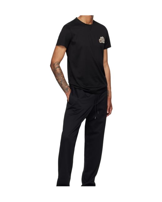 Moncler Black Logo Embroidered Crewneck T-Shirt for men