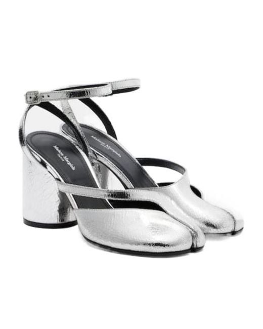 Maison Margiela White Metallic Leather Pumps