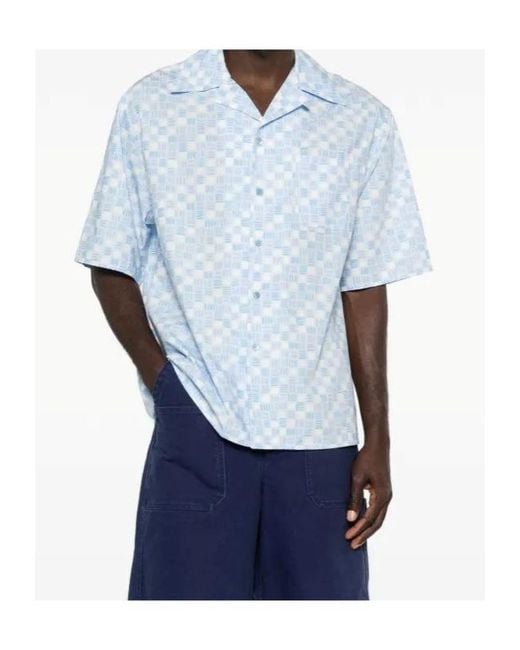 Marni Blue Printed Short Sleeved Shirt for men