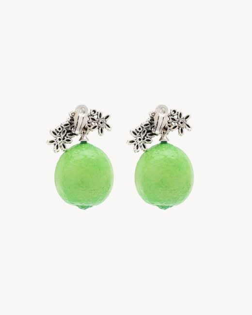 Saint Laurent Green Lime-Shaped Earrings