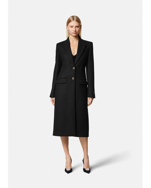 Versace Black Long-Sleeved Button-Up Coat