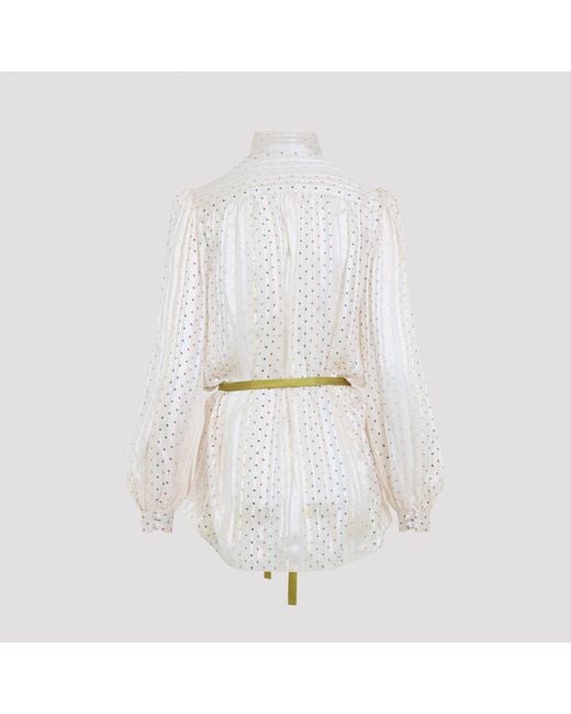 Valentino White All-Over Star Printed Belted Shirt