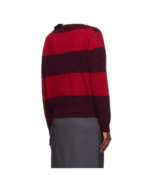 DUNST Red Ribbed Striped Polo Knitwear