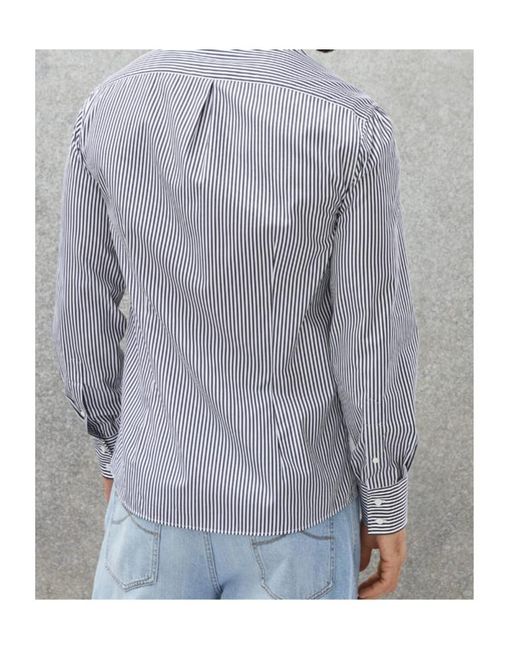 Brunello Cucinelli Gray Striped Buttoned Shirt for men