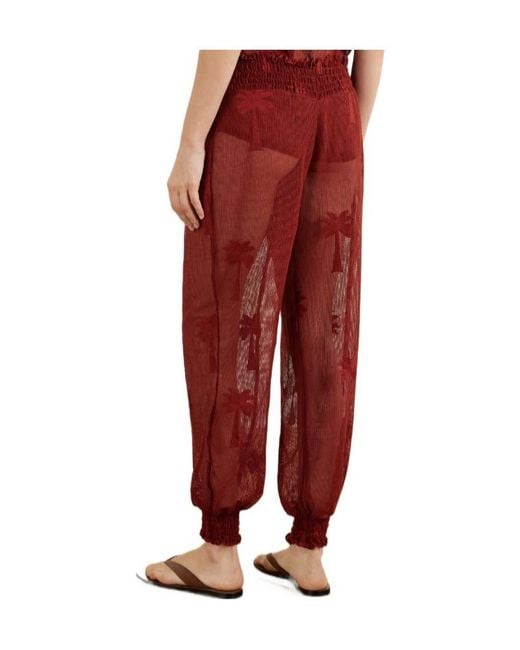 Johanna Ortiz Red Cotton-Mesh Balloon Pants
