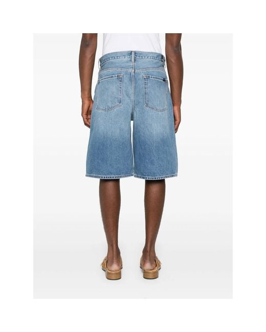 7 For All Mankind Blue Wide Leg Denim Shorts for men