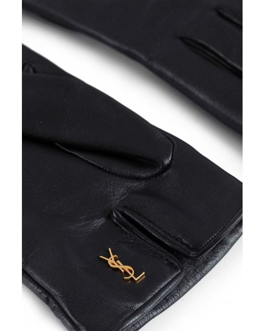 Saint Laurent Black Cassandre Logo Plaque Gloves