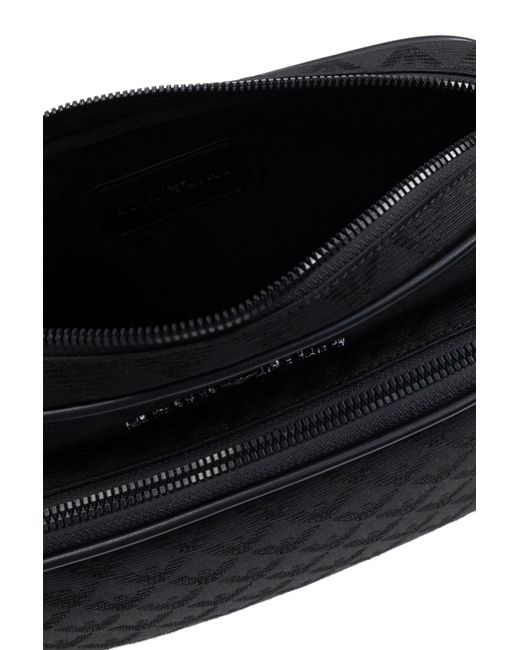 Emporio Armani Black Logo Jacquard Zip-Up Shoulder Bag for men