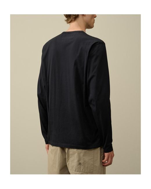 C P Company Black Logo Patch Crewneck T-Shirt for men