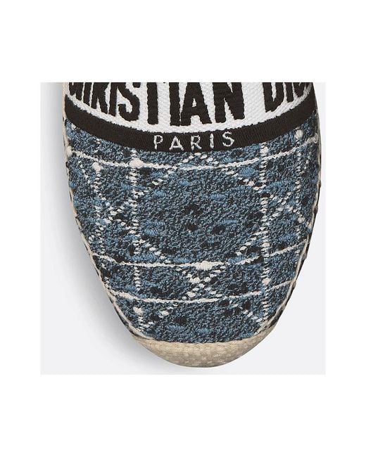 Dior Blue Round-Head Straw Shoes