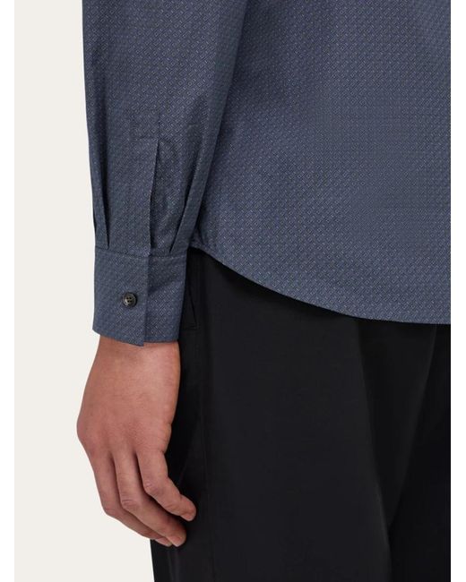 Ferragamo Blue Micro-Patterned Shirt for men