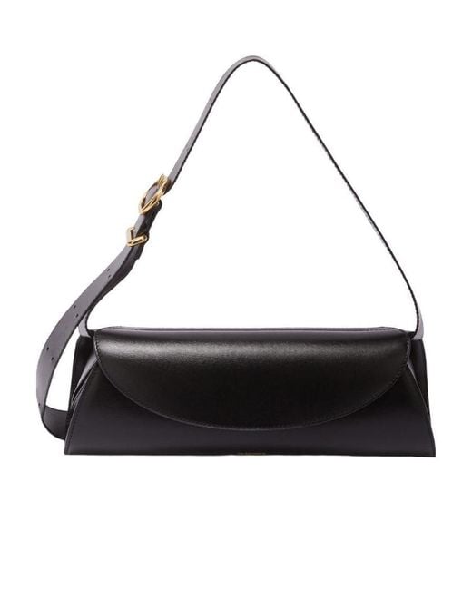 Jil Sander Black Cannolo Logo Embossed Small Shoulder Bag