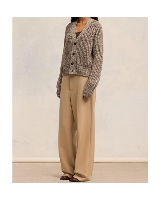 AMI Brown Long Sleeved Knitted Cardigan for men