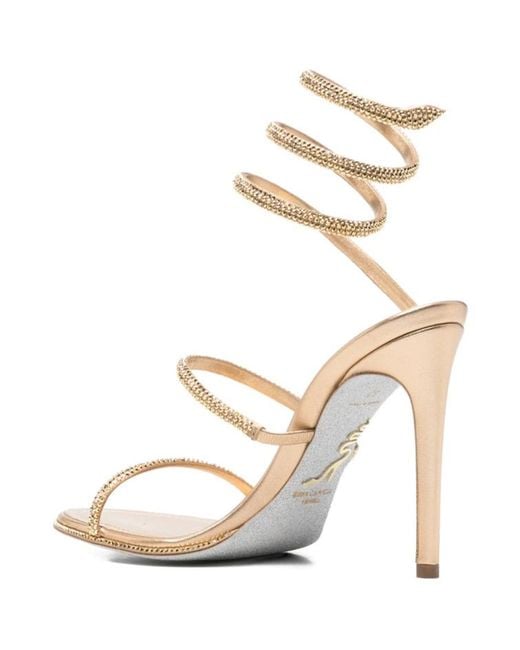 Rene Caovilla Metallic Round-Toe High-Heeled Sandals
