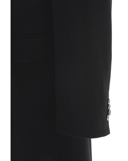 Valentino Black Single-Breasted Wool Coat for men