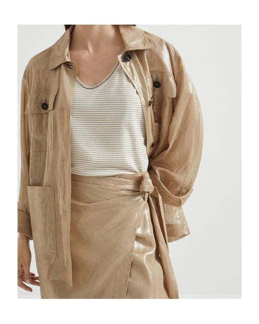 Brunello Cucinelli Gray Striped Tank Top
