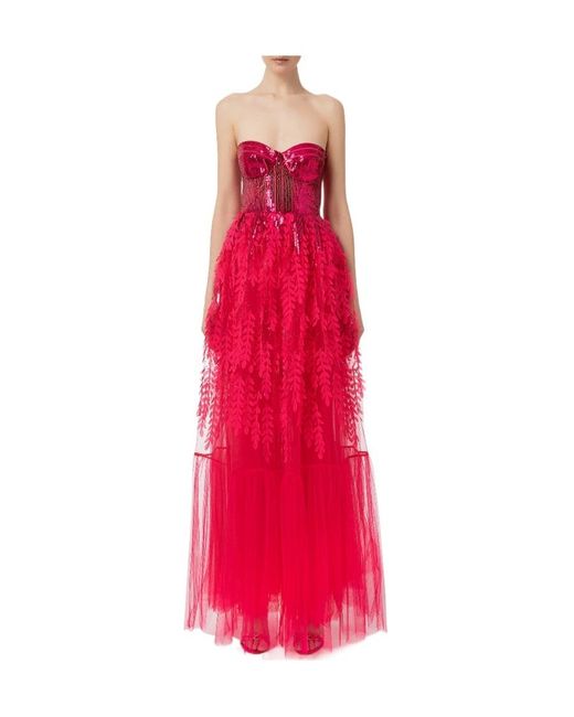 Elisabetta Franchi Pink Sequin-Embellished Maxi Dress